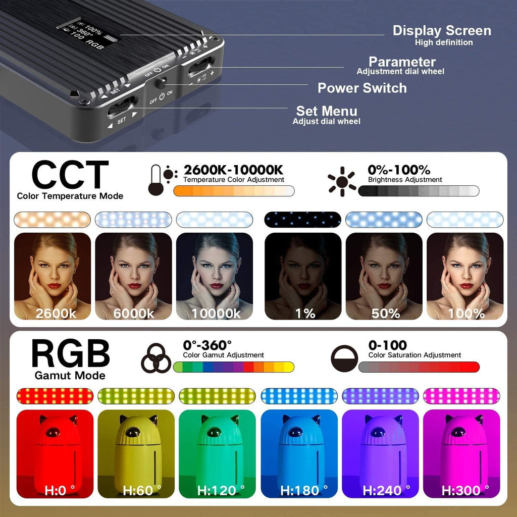 RGB Portable On Camera Light with 4300mAh Lithium Battery O10856