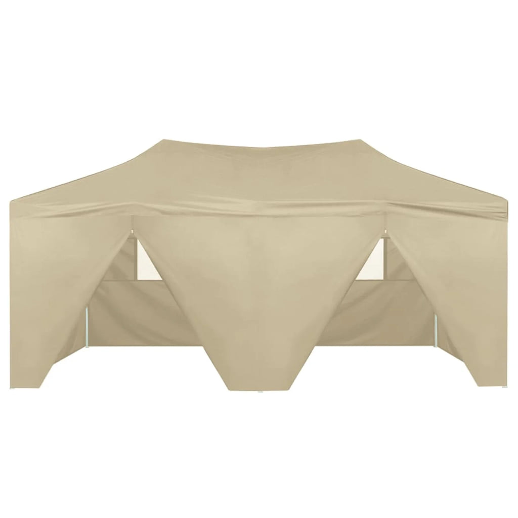 Folding Party Tent with 4 Sidewalls Steel Frame Canopy Shelter Cream 236.2 x 118.1 x 124 Inches O35992