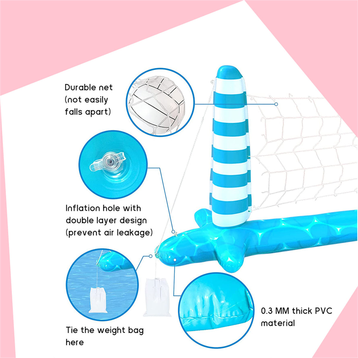Inflatable Pool Volleyball Net Basketball Hoop Swimming Pool Toys Set R216204