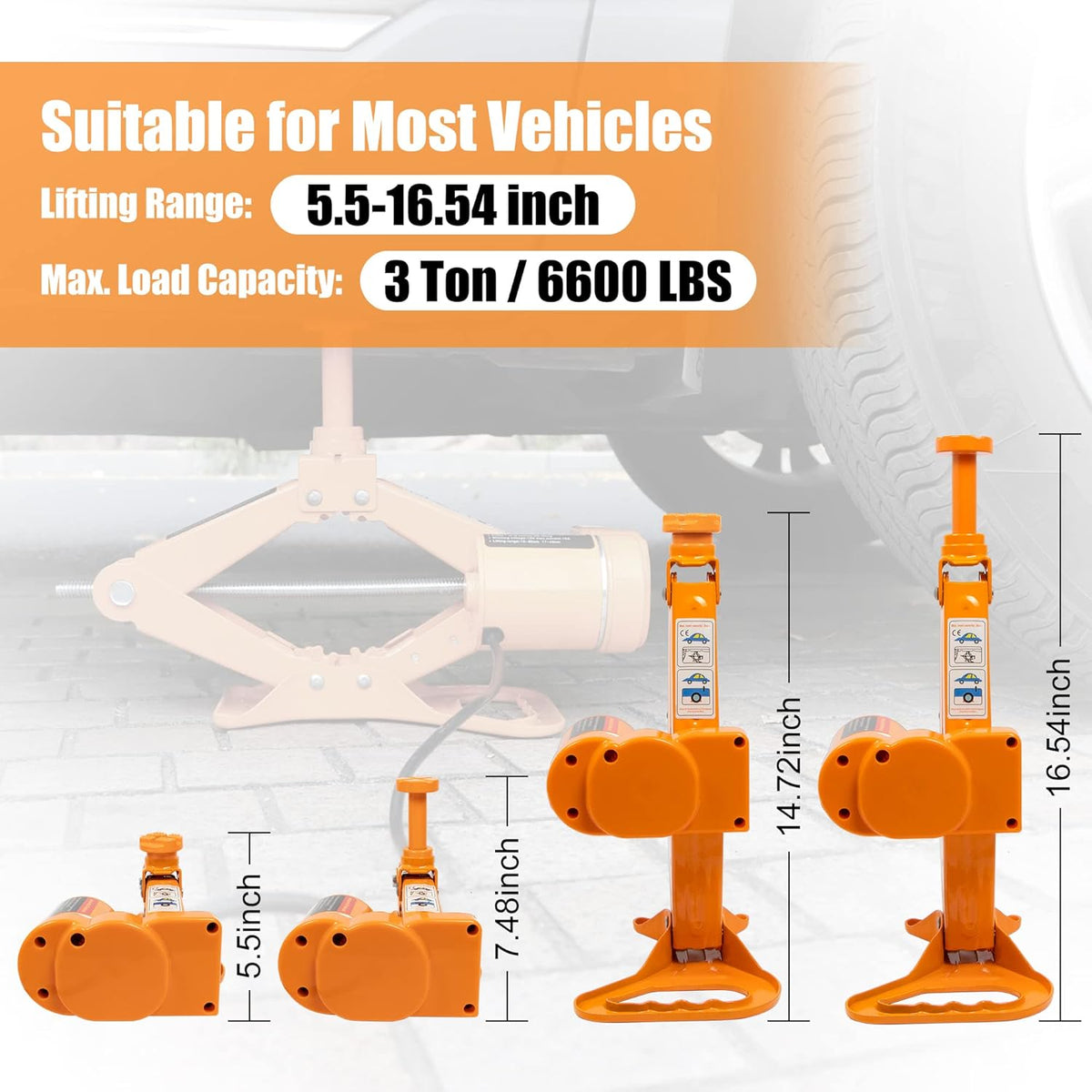 3 Ton Electric Car Jack Pack of 2 B651