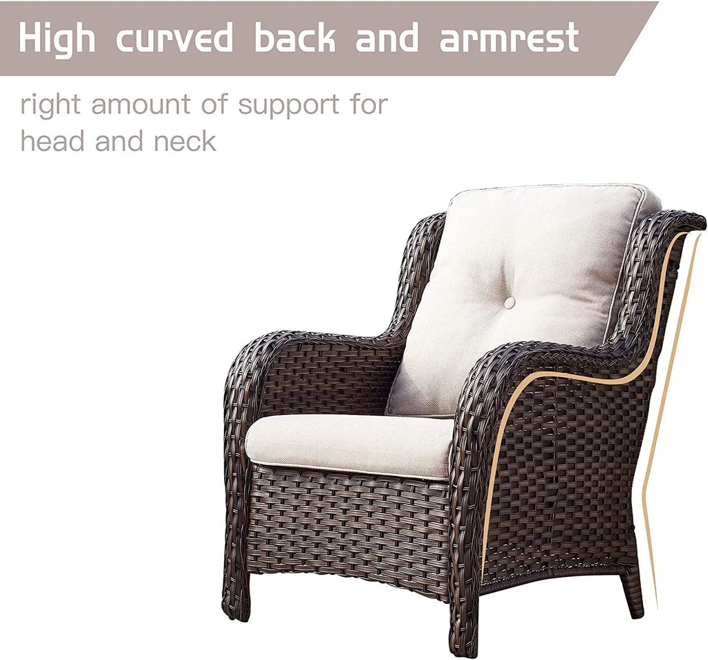 5 PC Brown/Beige Rattan Wicker Sectional Sofa Set F1280