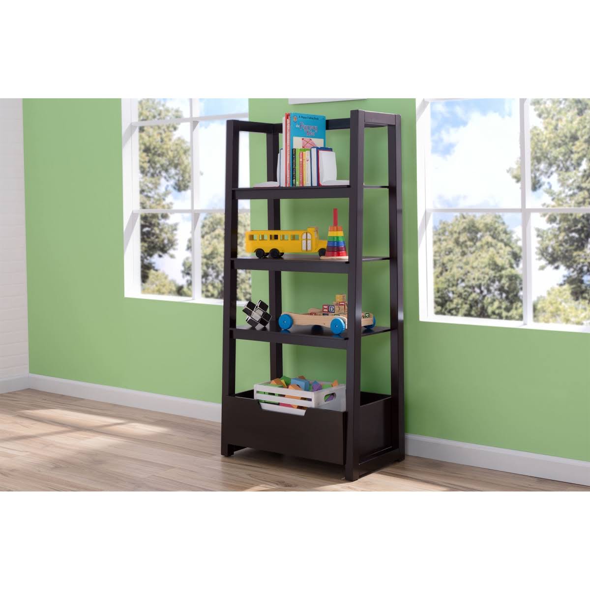 White Grey Ladder Shelf R8929