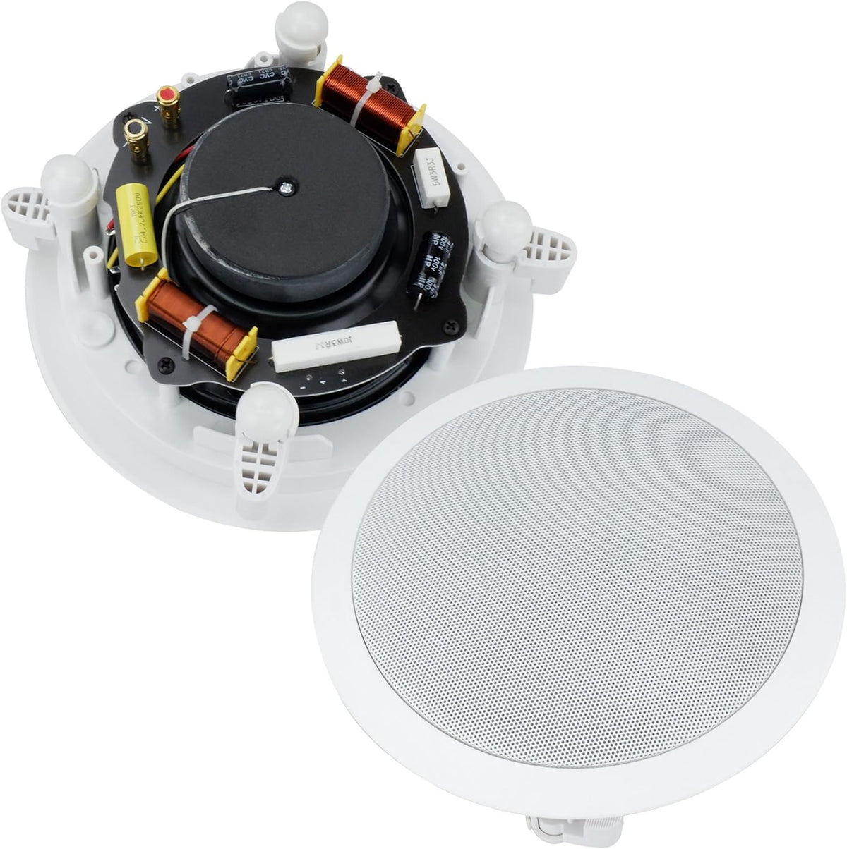 Dual 6-Inch in-Wall/in-Ceiling 2-Way Stereo Sound Speaker with 1" Silk Dome Tweeter and Crossover Network, Pack of 2 W2925