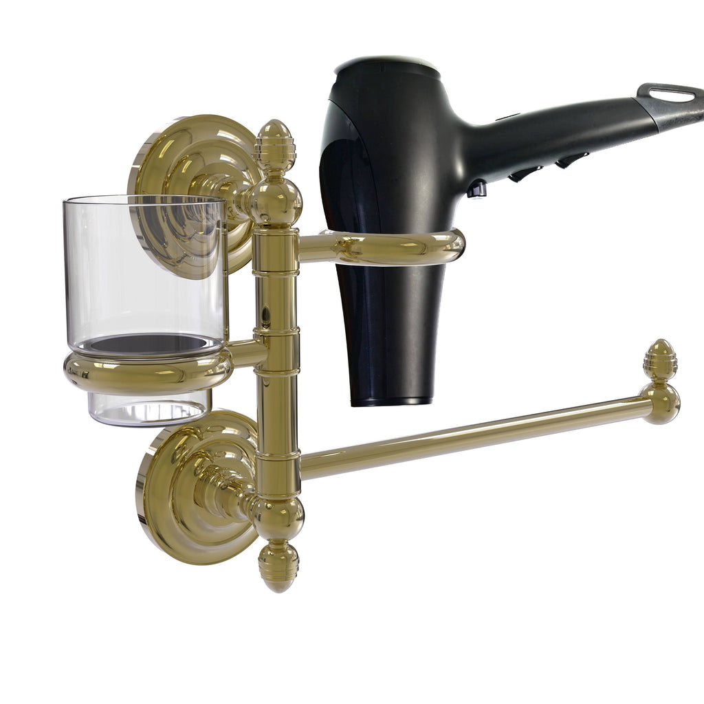 Unlacquered Brass Hair Dryer Holder and Organizer S9377