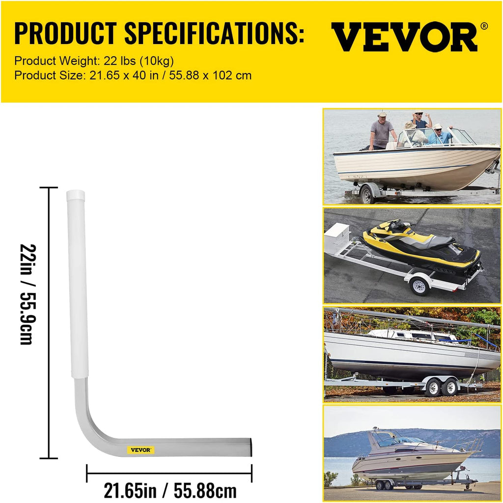 22 in. Steel Boat Trailer Guide-on with White PVC Tube Covers F5741