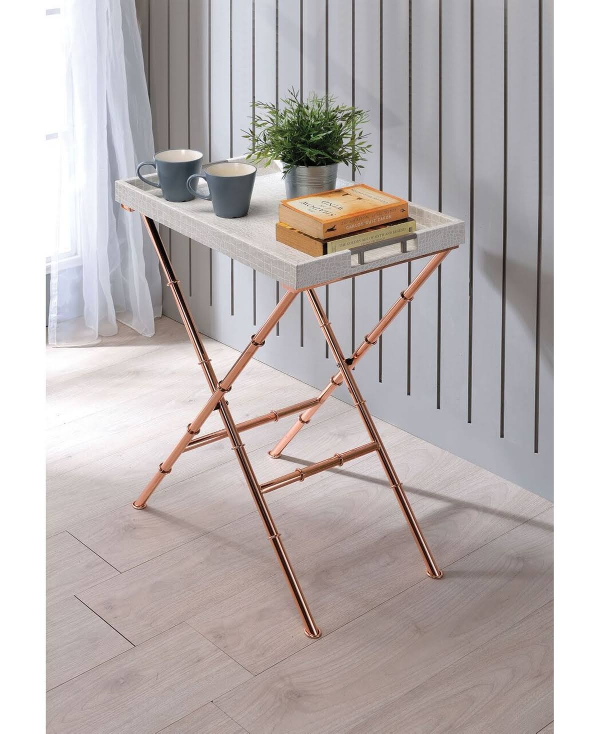 Black & Brushed Nickel Tray Table L216
