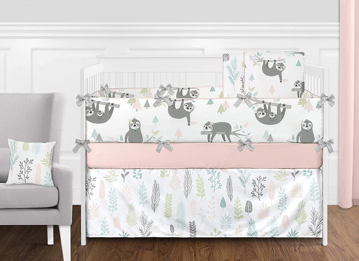 Pink and Grey Jungle Sloth Leaf Baby Kid Clothes Laundry Hamper U952811