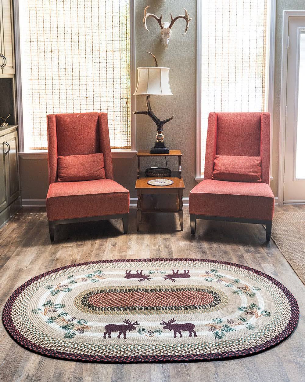 Jute Oval Moose & Pinecone Patch Y741247