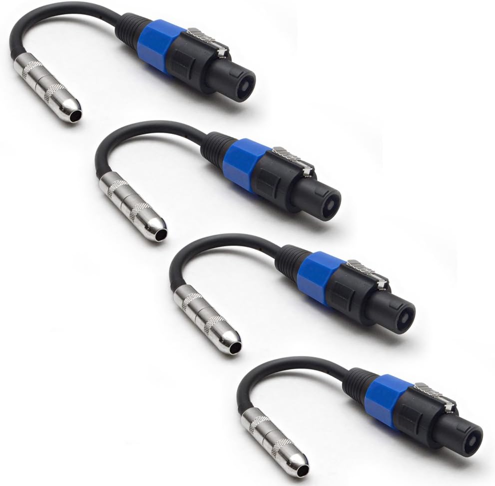 4 Pack 1/4 TS Female to Speakon Adapter Patch Speaker Cable V5821