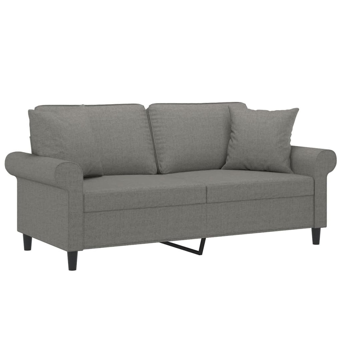 Dark Gray 2-Seater Fabric Sofa with Pillows and Cushions W111365