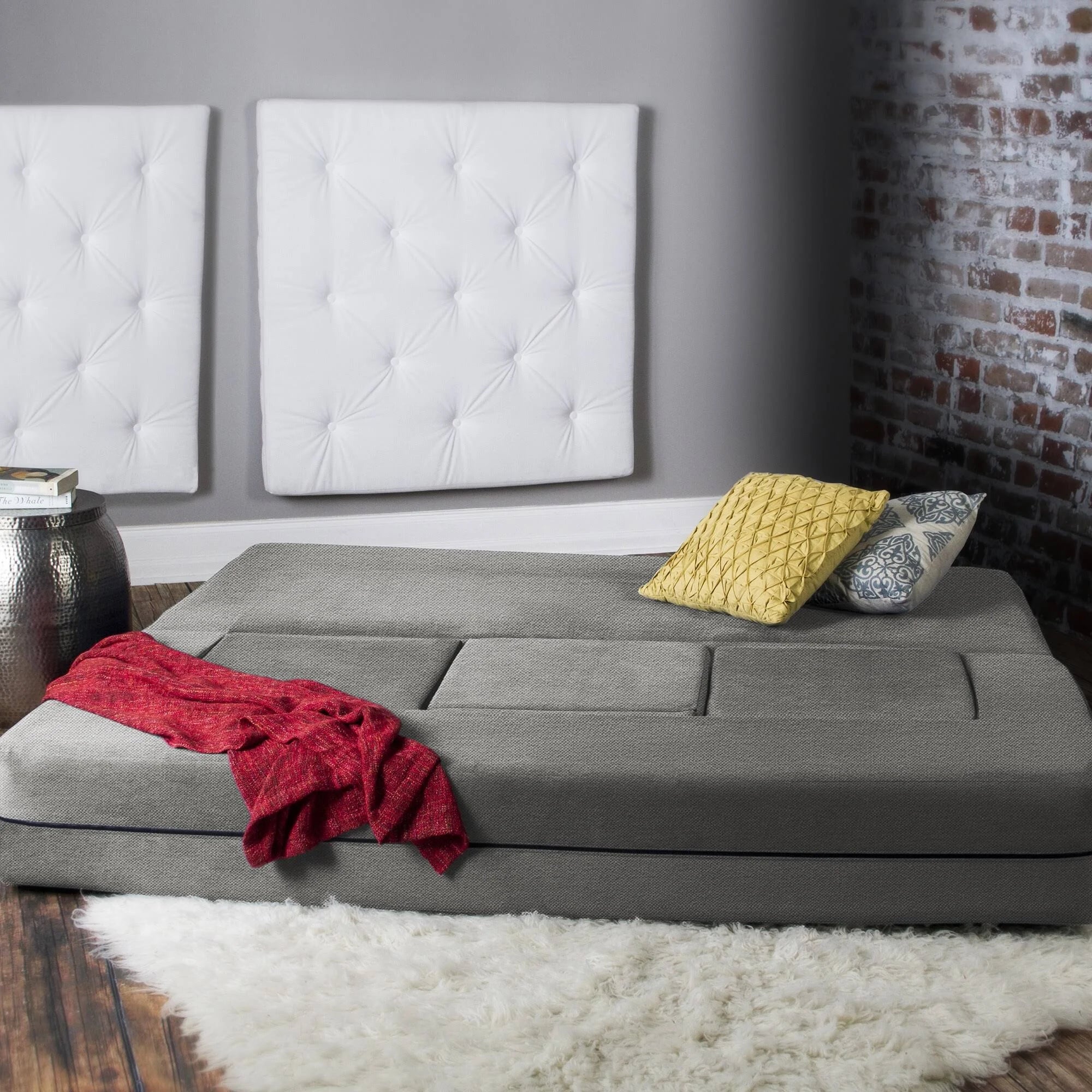 California King Convertible Sleeper Sofa and Ottomans Sand R8477