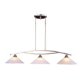 Satin Nickel 3-Light Island Light with White Marbleized Glass Shades H734987