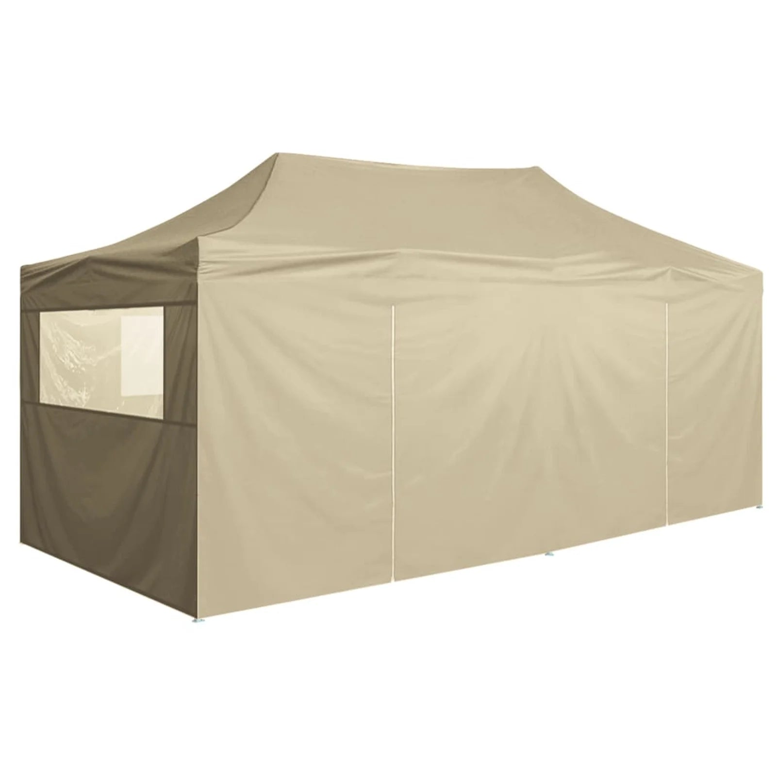Folding Party Tent with 4 Sidewalls Steel Frame Canopy Shelter Cream 236.2 x 118.1 x 124 Inches O35992