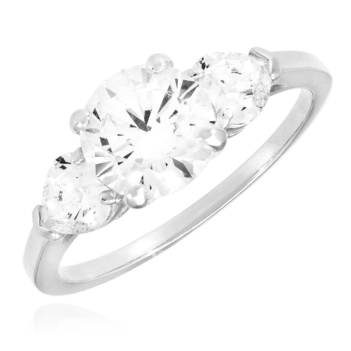 14K White Gold Created Diamond Engagement Ring D42070