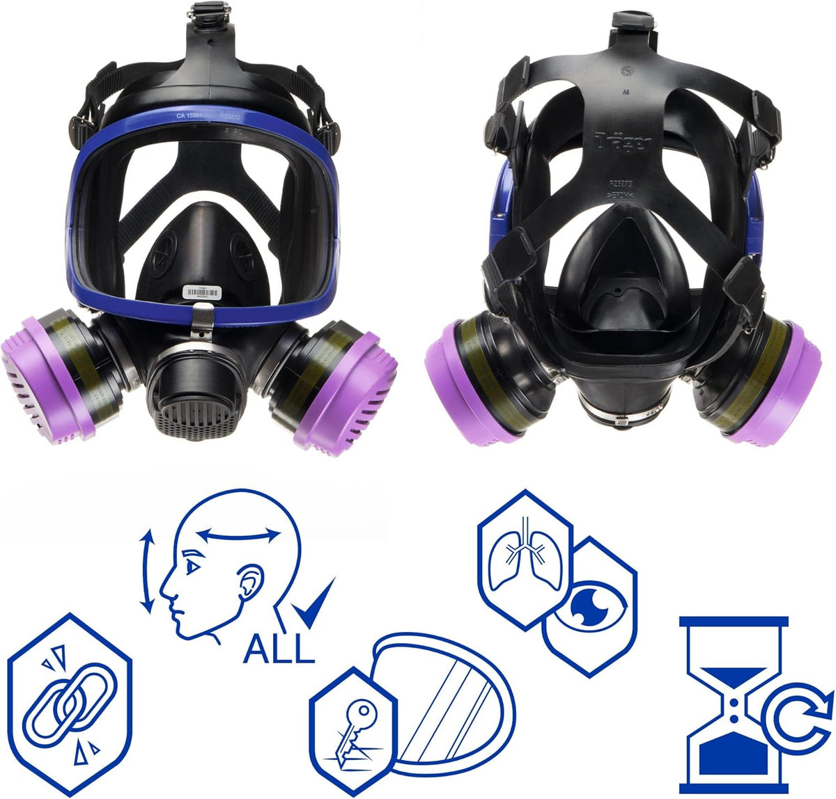 Full-Face Respirator Mask with Combination Cartridge, NIOSH Certified H7906