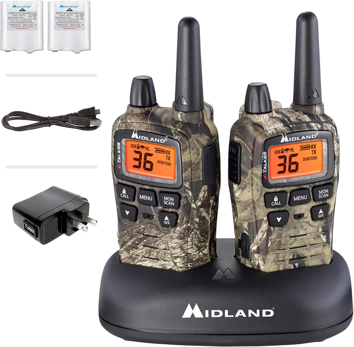 36 Channel FRS Two-Way Radio Walkie Talkie, Black/Silver, Pack of 2 O8718