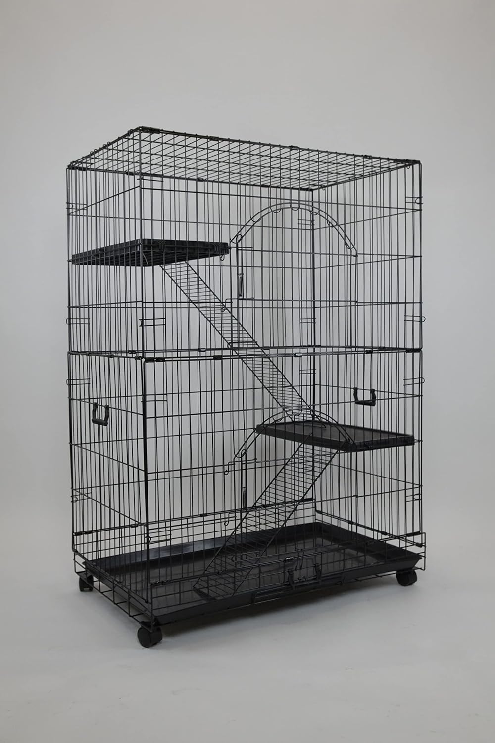 Folding Wire Pet Crate with Casters and Tray Y75762