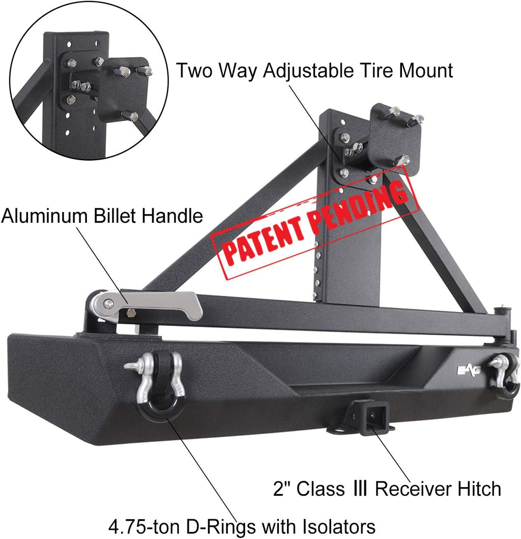 Steel Rear Bumper with Assembled Tire Carrier Black Textured K6521