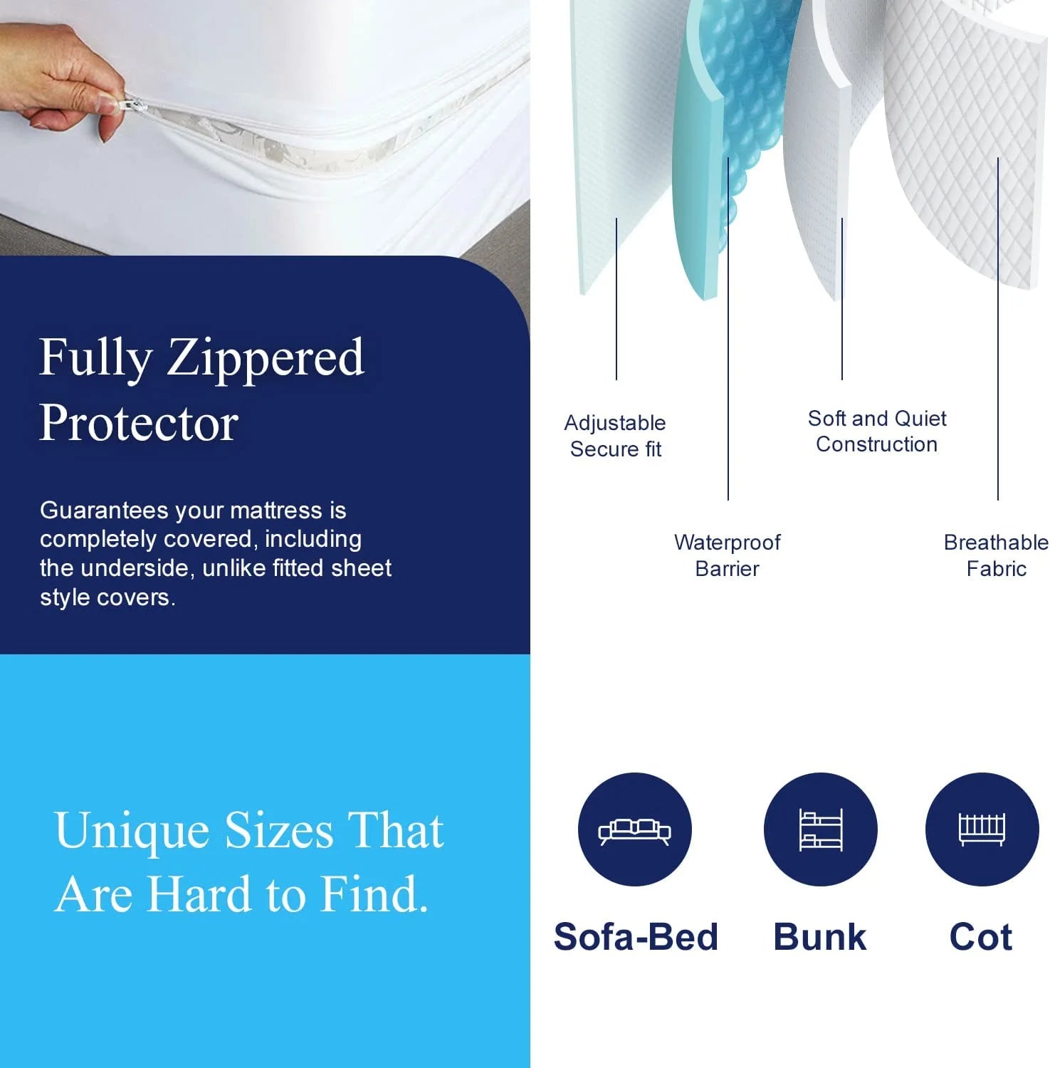 Queen Sleeper Sofa Mattress Cover with Secure Locking Zipper, 4 Pack J206