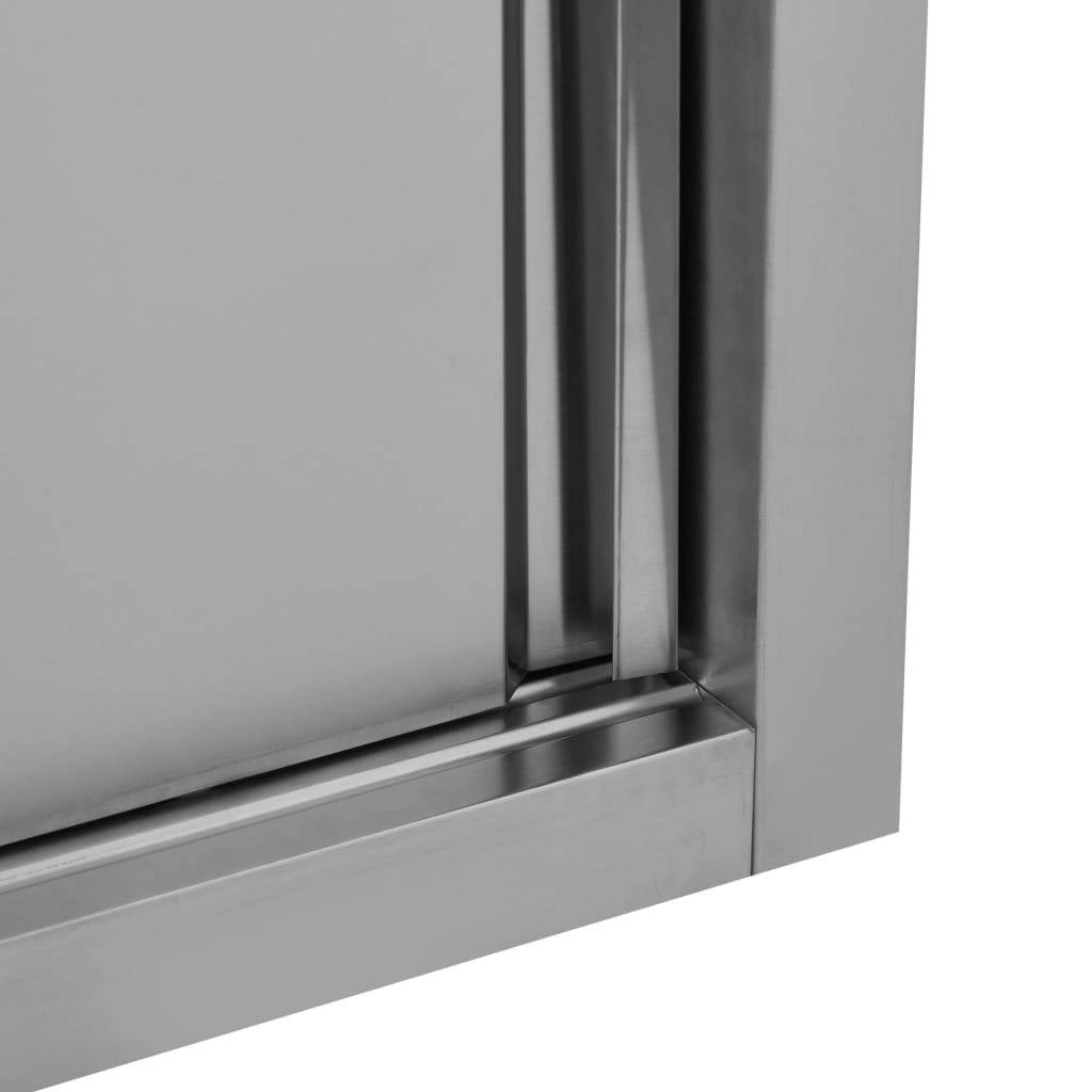 Stainless Steel Kitchen Wall Cabinet with Sliding Doors U439971