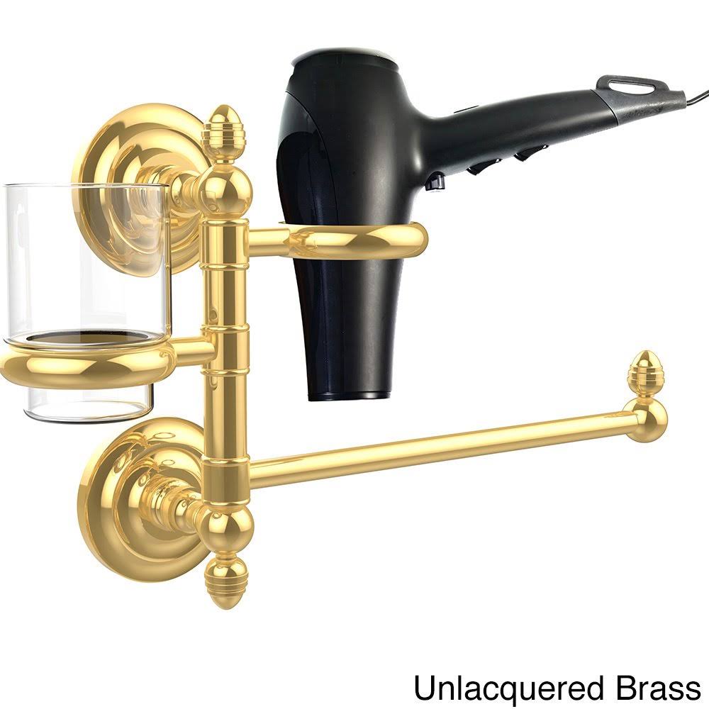 Unlacquered Brass Hair Dryer Holder and Organizer S9377