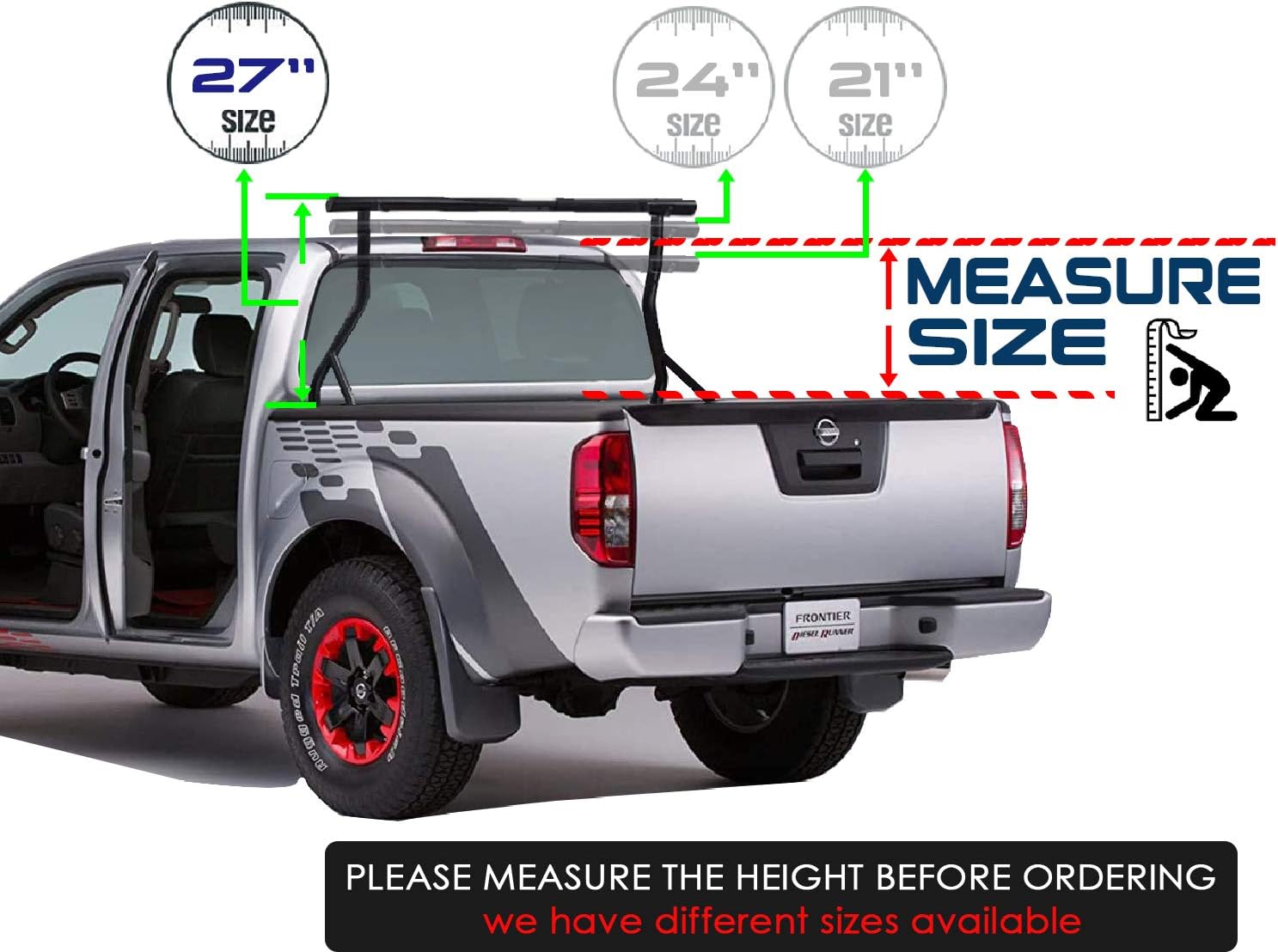 Steel Pickup Truck Ladder Rack Two Bar Set O795