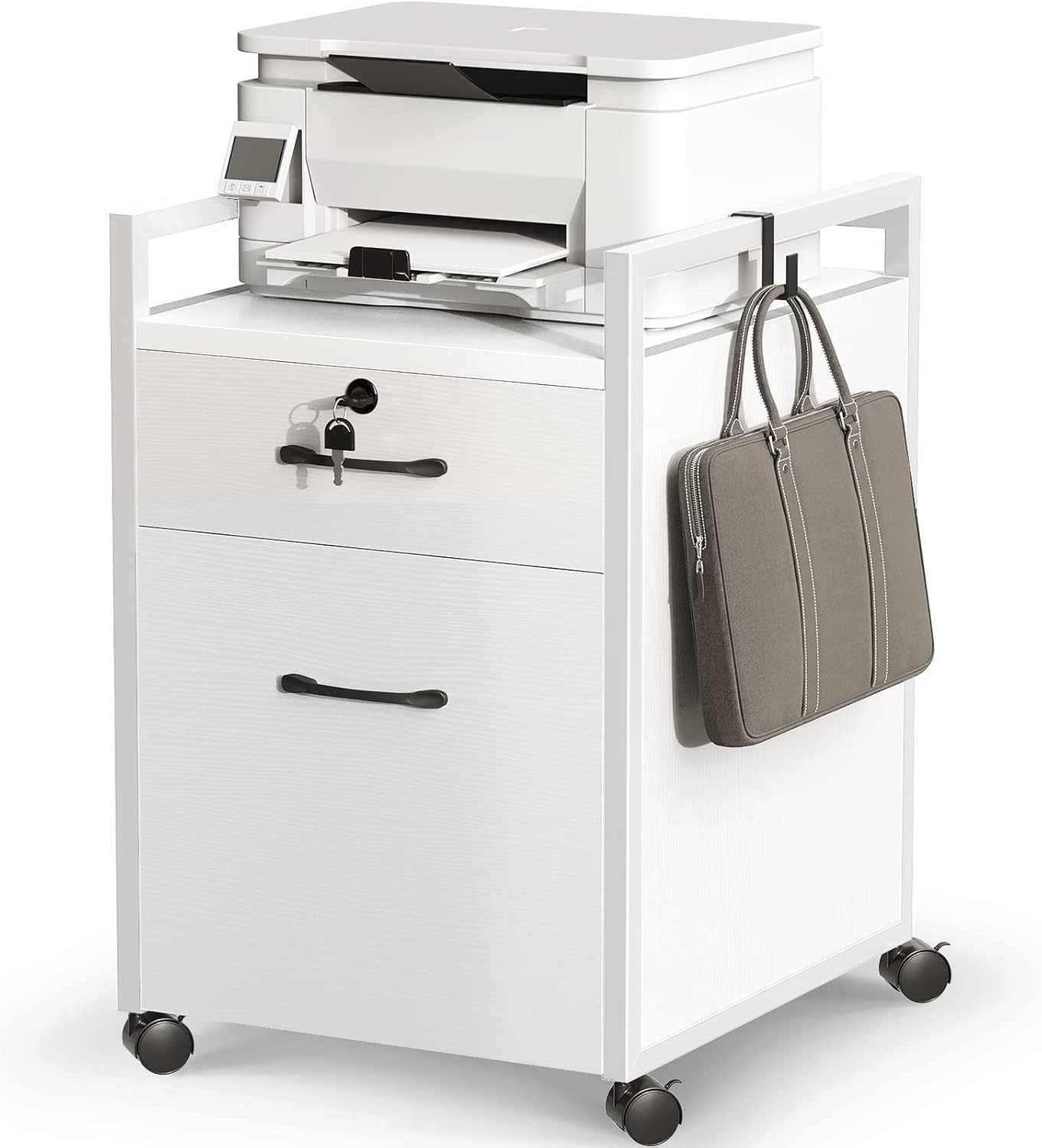 Black 2 Drawer Rolling File Cabinet with Lock D7529
