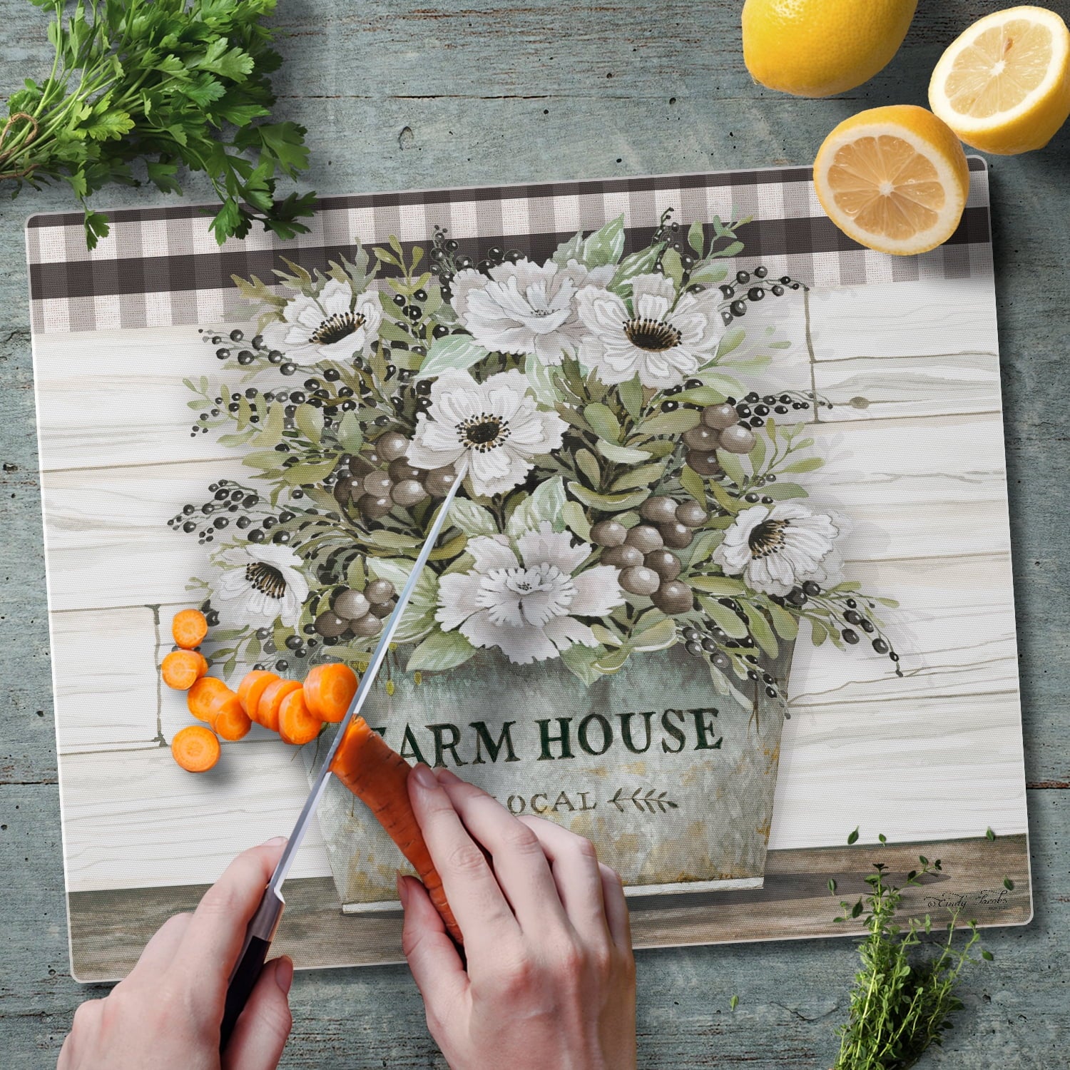 Vintage Farmhouse Glass Cutting Board 15" by 12" I24721