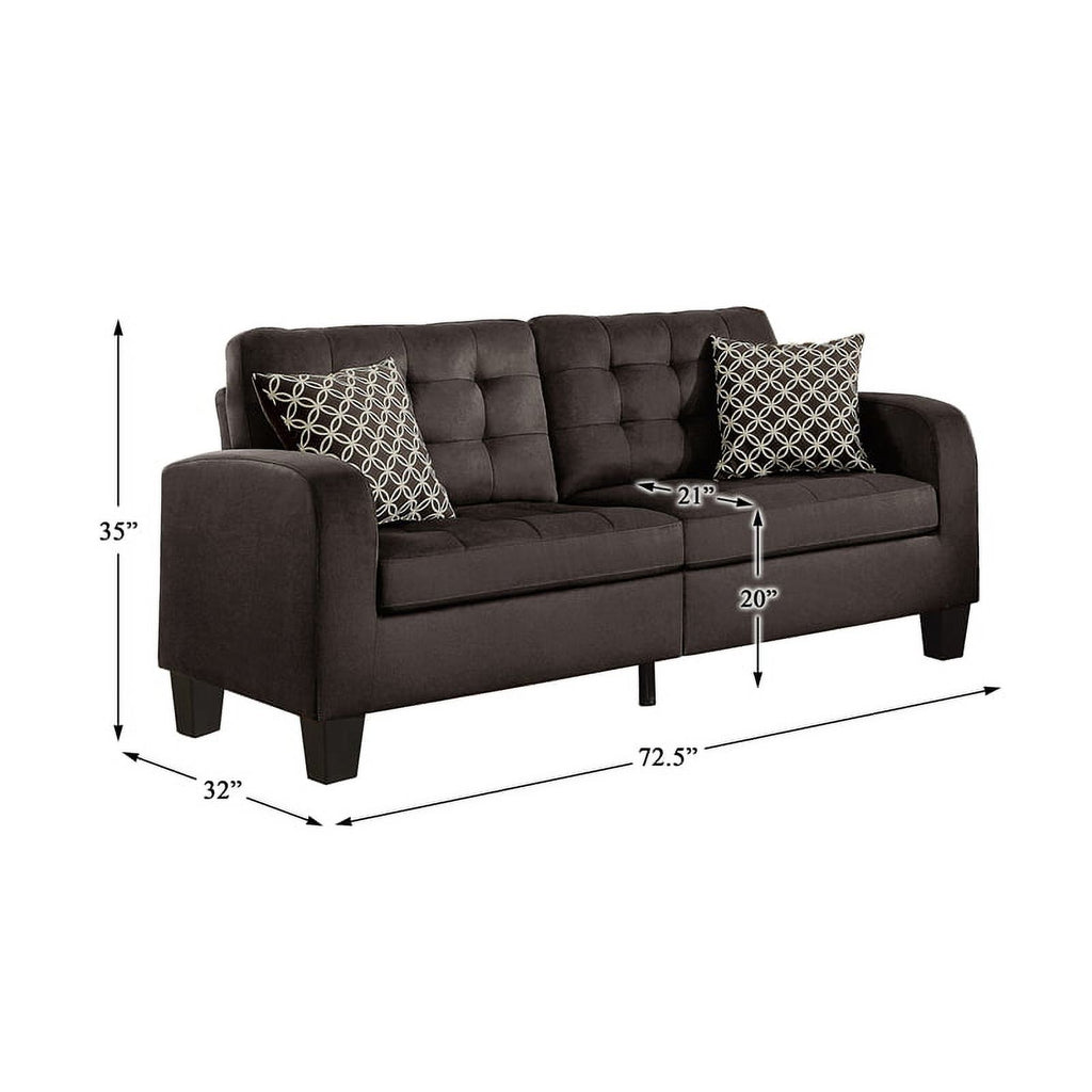 Chocolate Fabric Sofa with 2 Pillows A556031