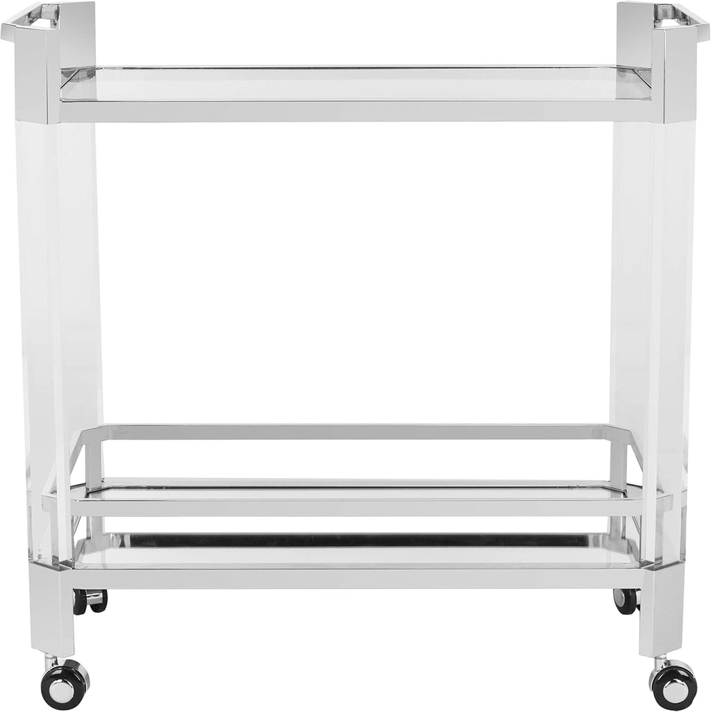 Clear Silver Glass Bar Cart V41870