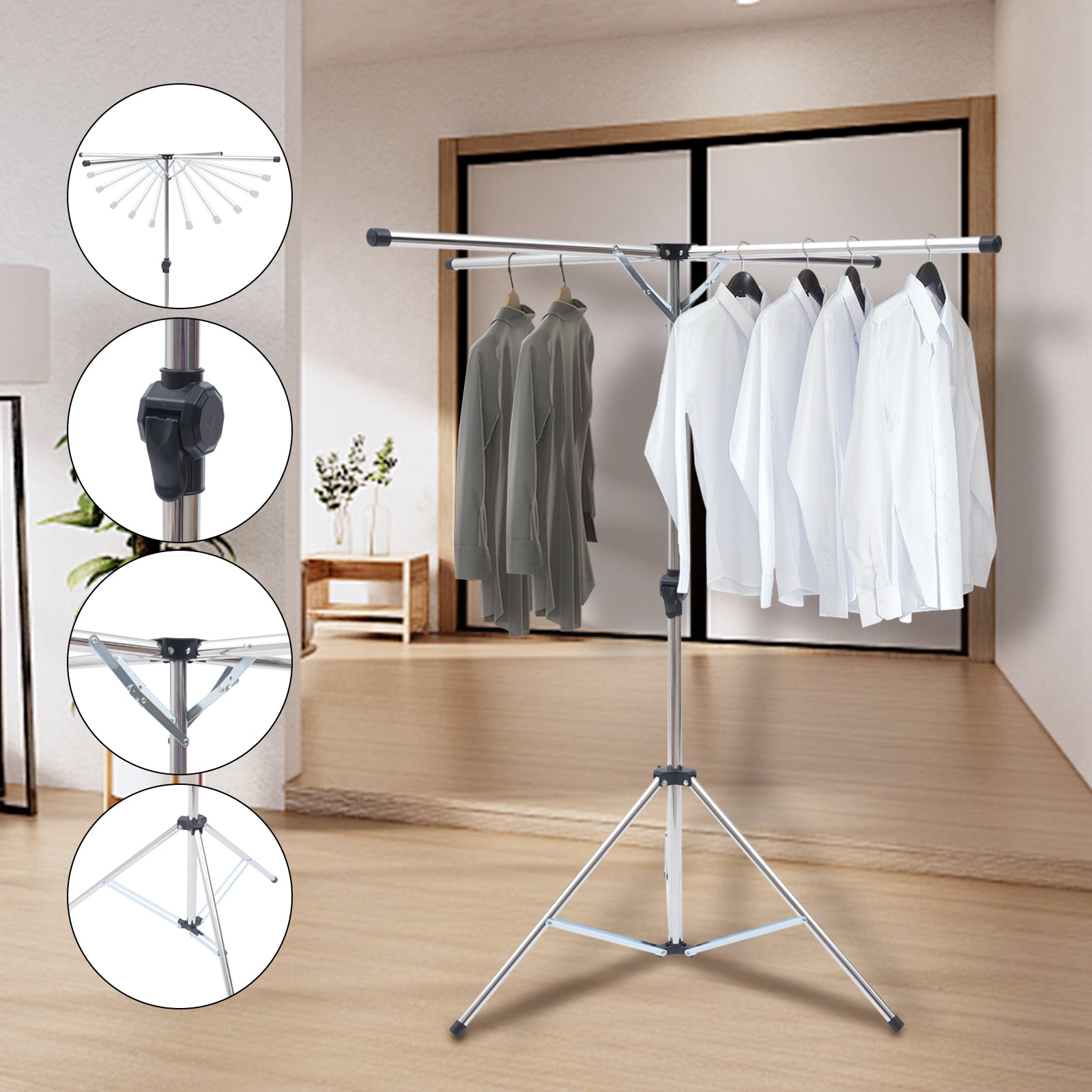 Folding Clothes Drying Rack Adjustable Portable Laundry Drying Rack P67454