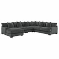 Dark Gray Chenille 5-Piece Modular Sectional Sofa with Left Chaise S564013