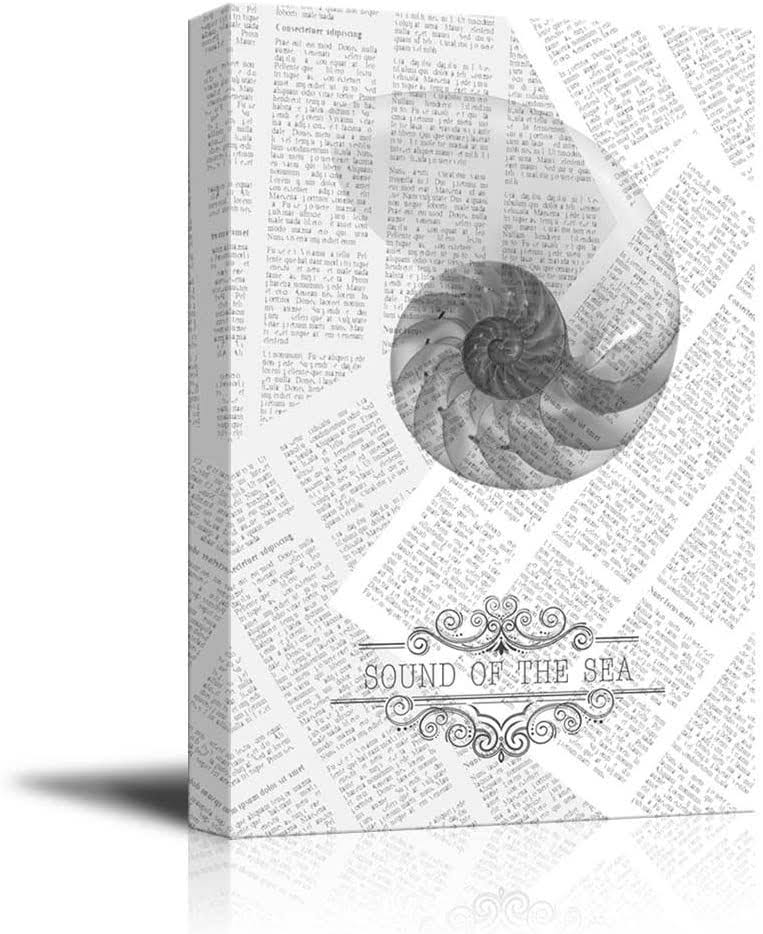 Canvas Print Semi-Transparent Sea Shell on Vintage Newspaper Background X728