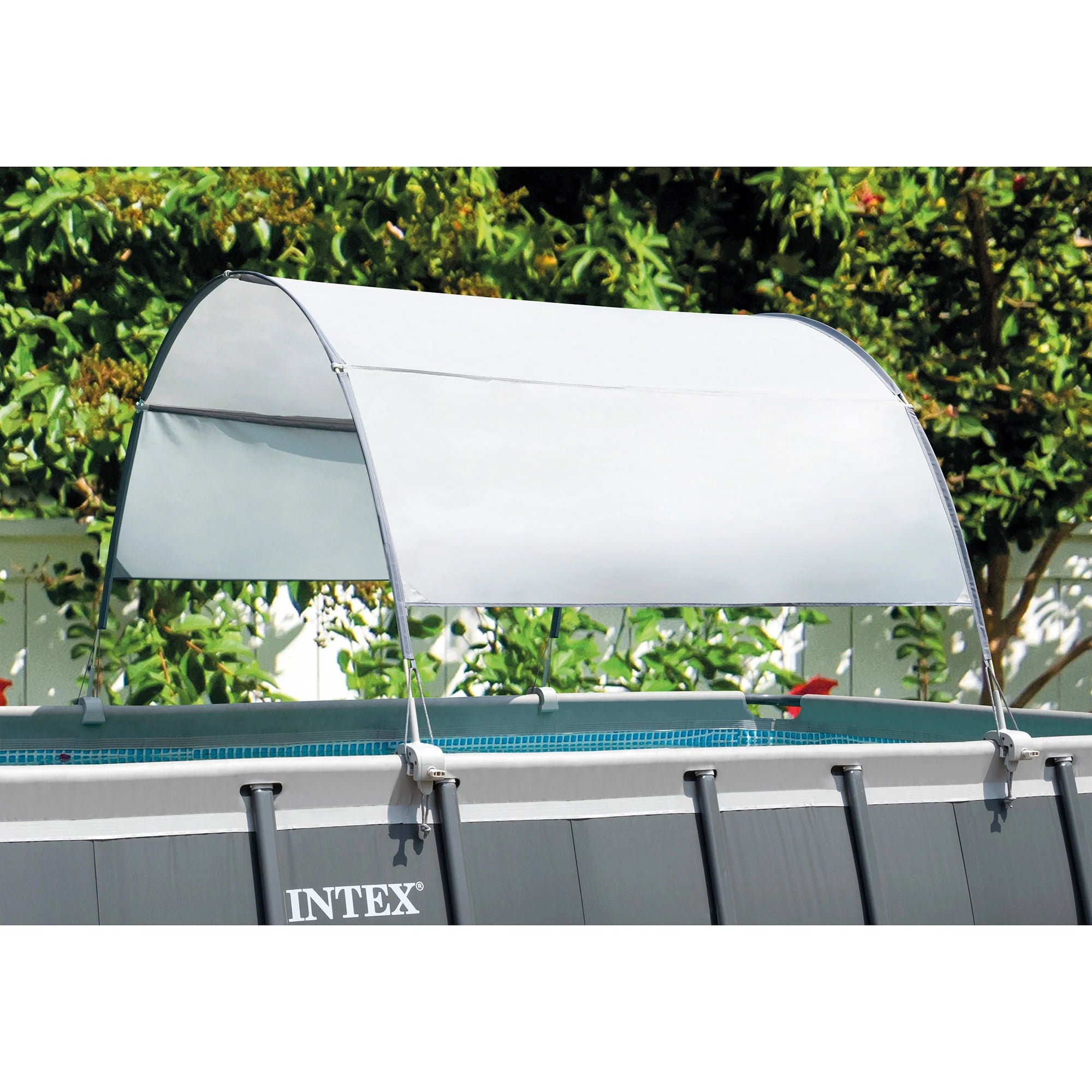 12' x 30" Frame Round Above Ground Swimming Pool Kit with Canopy R43347