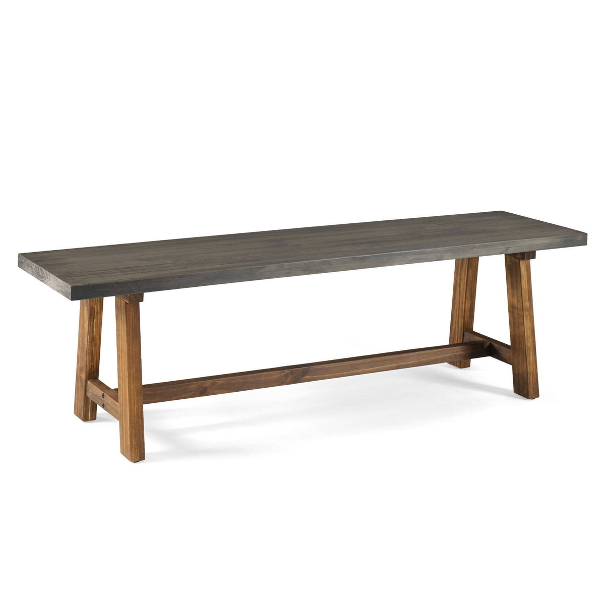 Solid Wood Trestle Dining Bench Gray/Brown M824939
