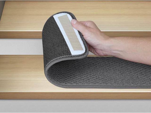 Adhesive Carpet Stair Treads, Gray, 9 in. x 36 in., Set of 12 L722