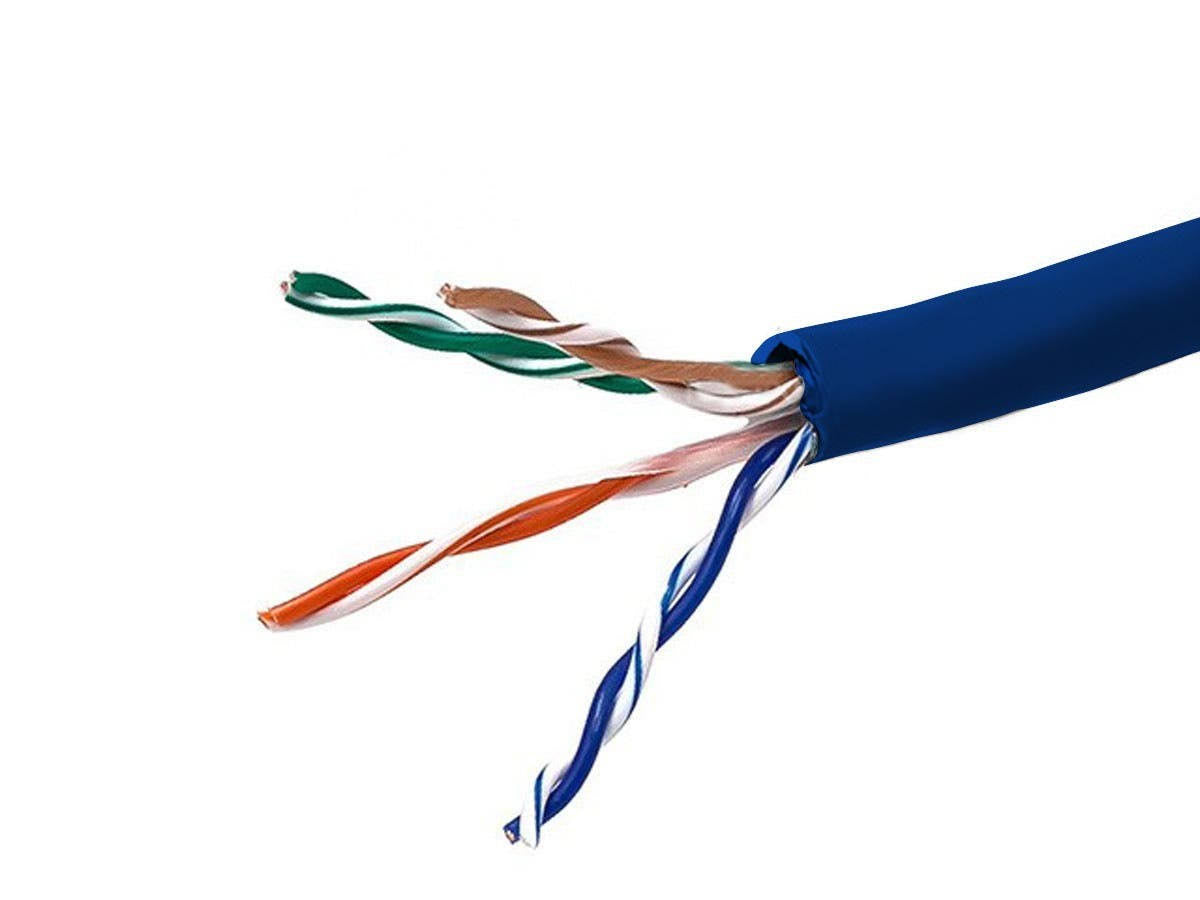1000ft 24AWG Cat5e 350MHz STP Solid Riser-Rated Bulk Pure Bare Copper Ethernet Cable Blue E58069