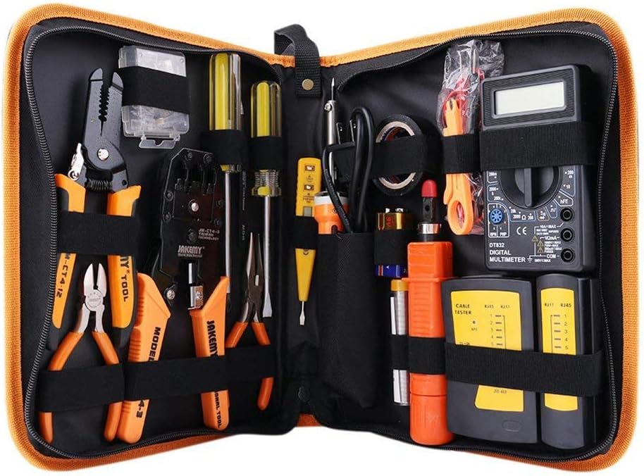 Network Tool Kit Set of 17 with RJ45 Crimp Tool and Cable Tester X7334