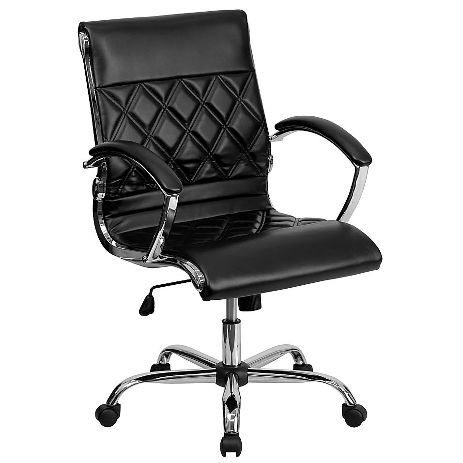 Bonded Leather Office Chair with Arms in Black A696325