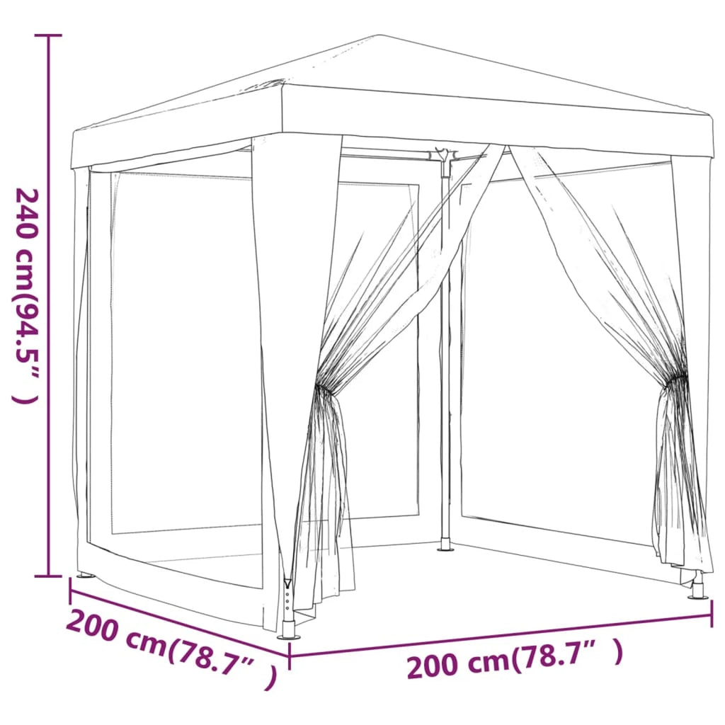 Blue Party Tent 4 Mesh Sidewalls 6.6'x6.6' HDPE T1098