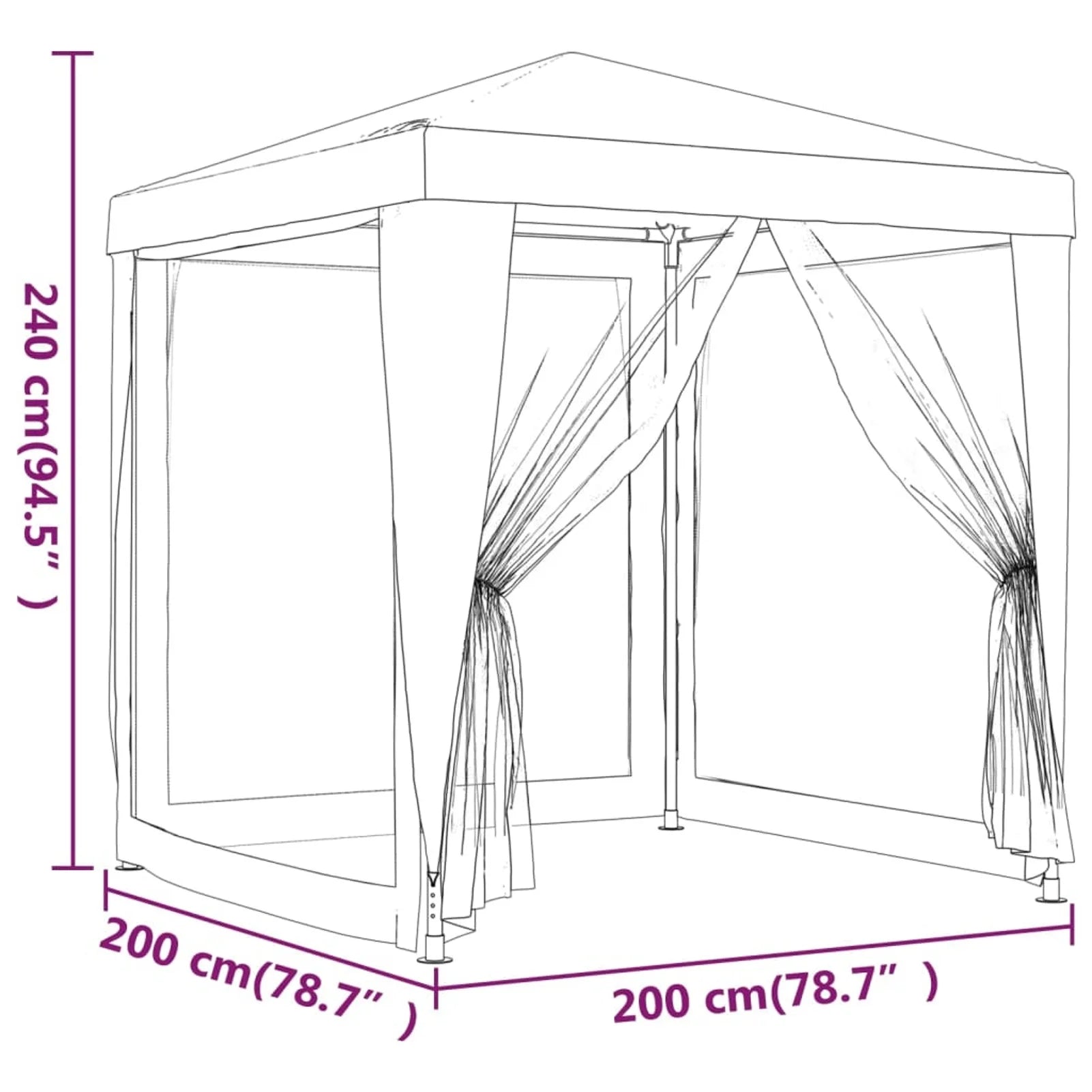Blue Party Tent 4 Mesh Sidewalls 6.6'x6.6' HDPE T1098