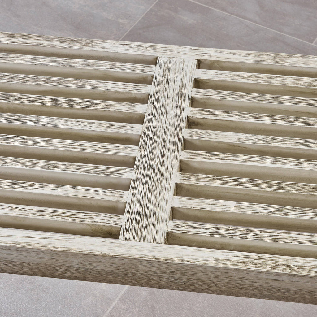 Teak Finish Acacia Wood Patio Dining Bench with Iron Legs V502