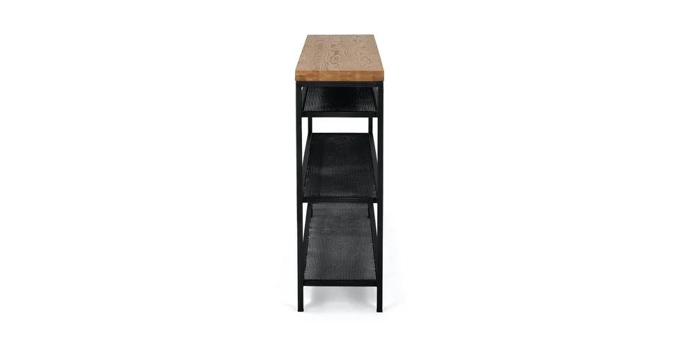 Rustic Oak Metal Console Cart F19765