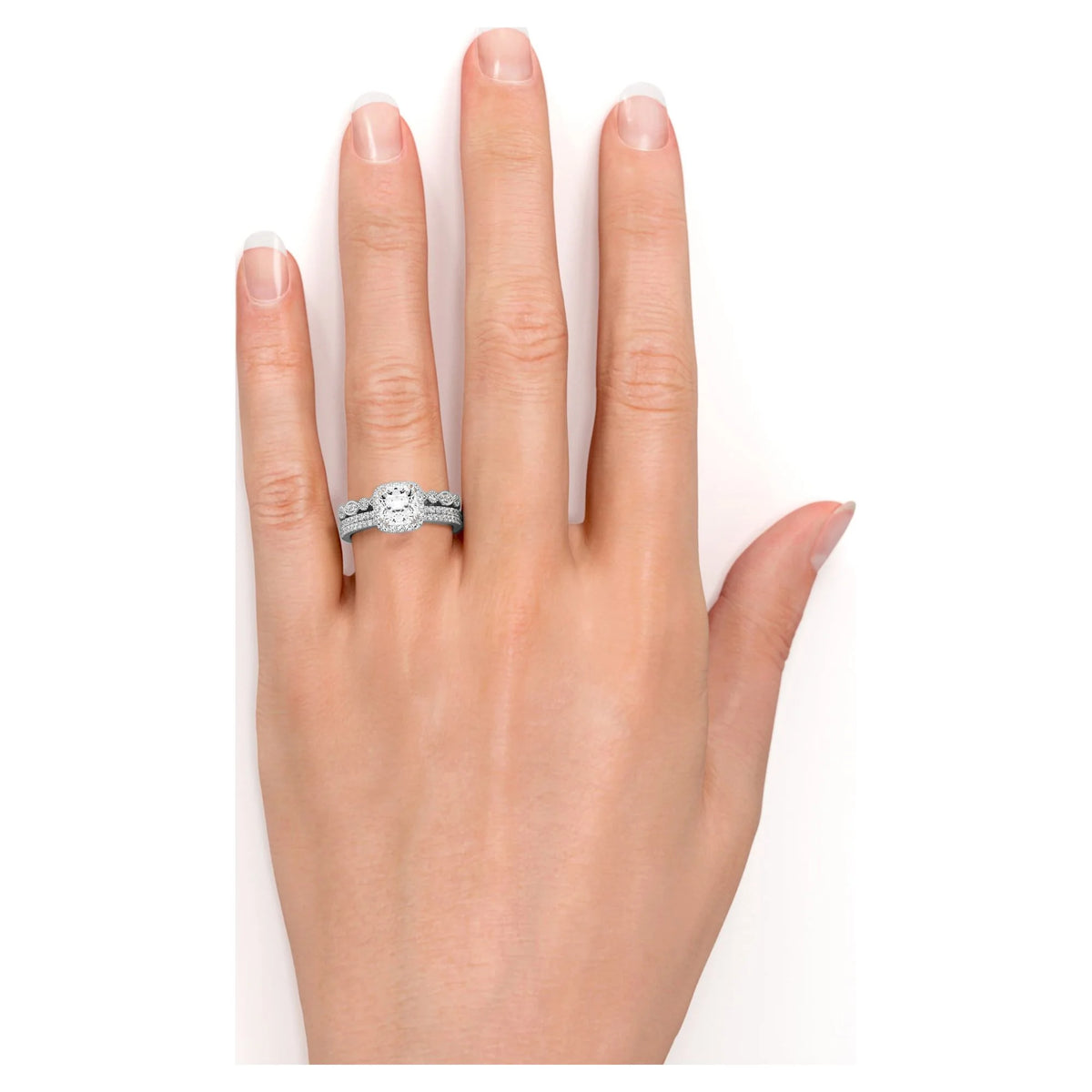 18k Gold Over Silver Moissanite Wedding Trio Ring Set U968