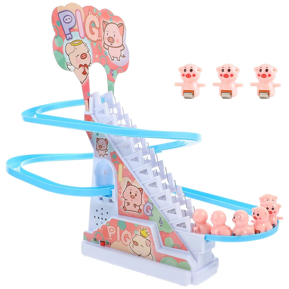 Electric Piggy Climbing Stairs Tracks Slide Toy J33173