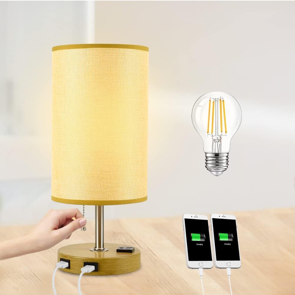 Table Lamp with Wood and Metal, 360° Rotatable, E26 Base U92186