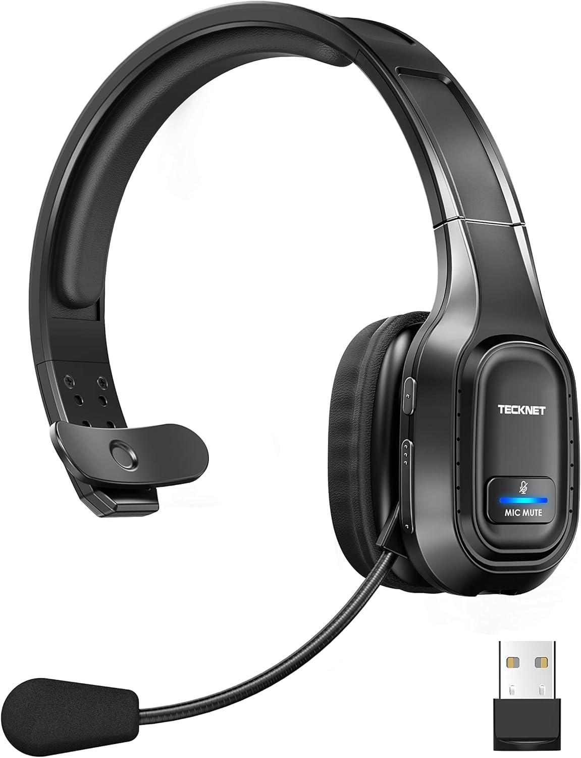 Bluetooth Trucker Headset with Microphone Noise Canceling Wireless On Ear Headphones (Black) D841