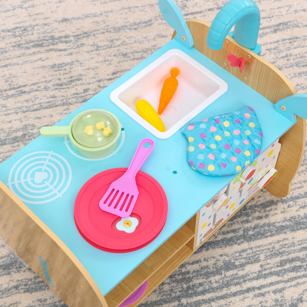 Wooden Toddler Kitchen Activity Center with 23 Accessories D30718