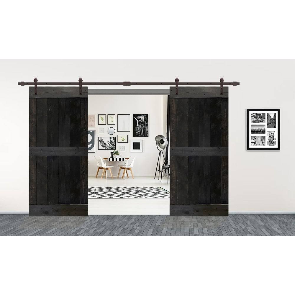 Charcoal Black Double Barn Door with Hardware Kit Z502085