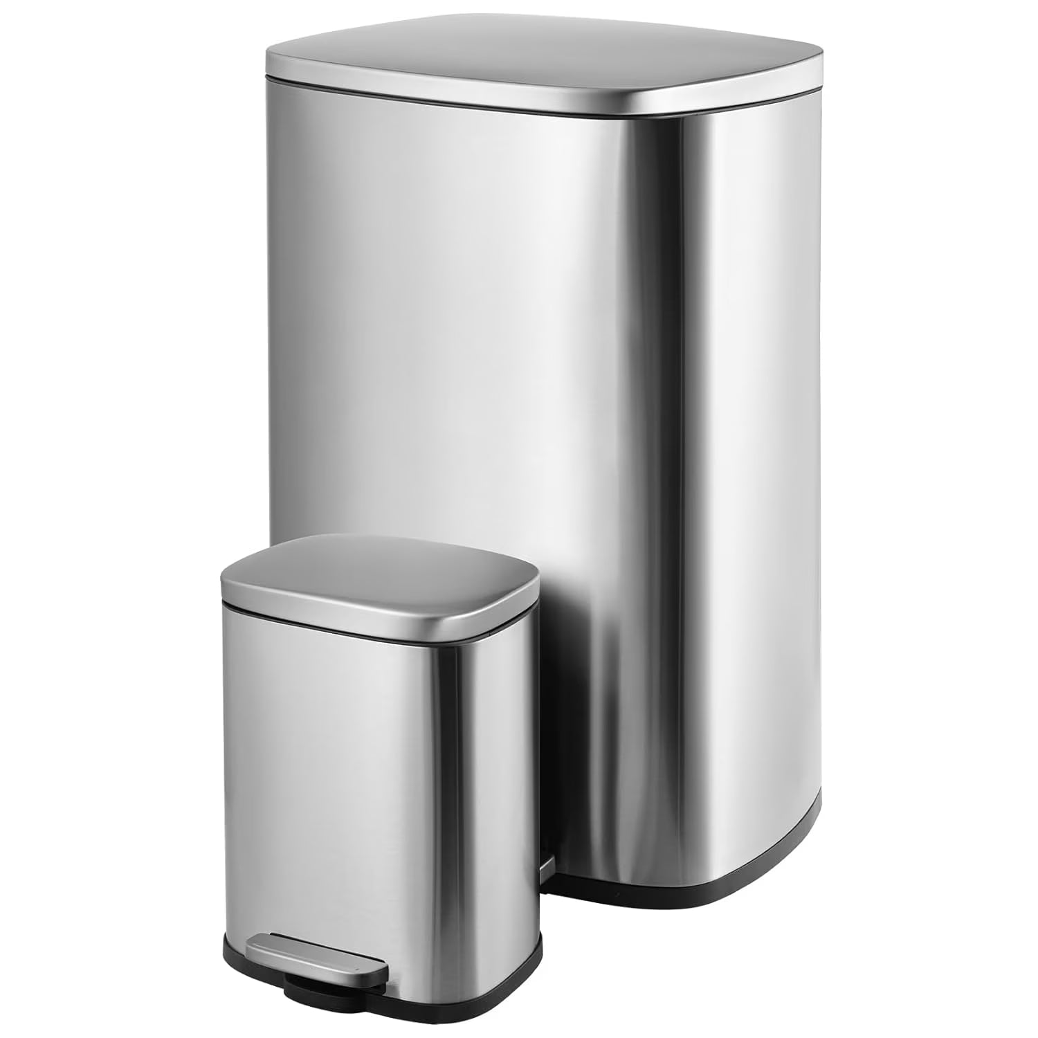 Stainless Steel Step Trash Can Combo Set, 13.2 Gallon & 1.3 Gallon V53283